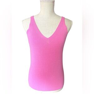 ESQUALO Bright Pink Ribbed Tank Top-Size-S /NWT